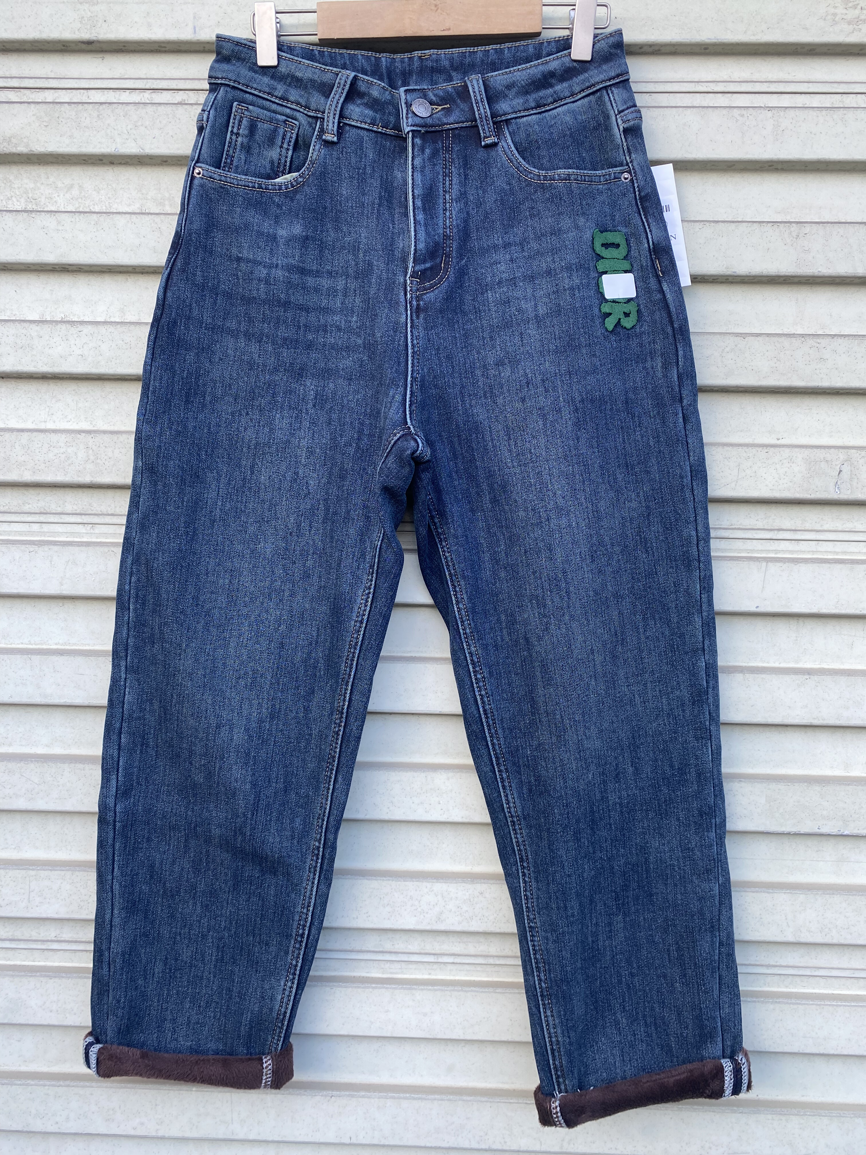 高品质弹力哈伦牛仔裤女冬季加绒加厚梨形身材宽松显瘦萝卜老爹裤