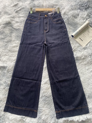 丹宁蓝阔腿牛仔裤女秋季2025年新款高腰显瘦宽松直筒裤子女