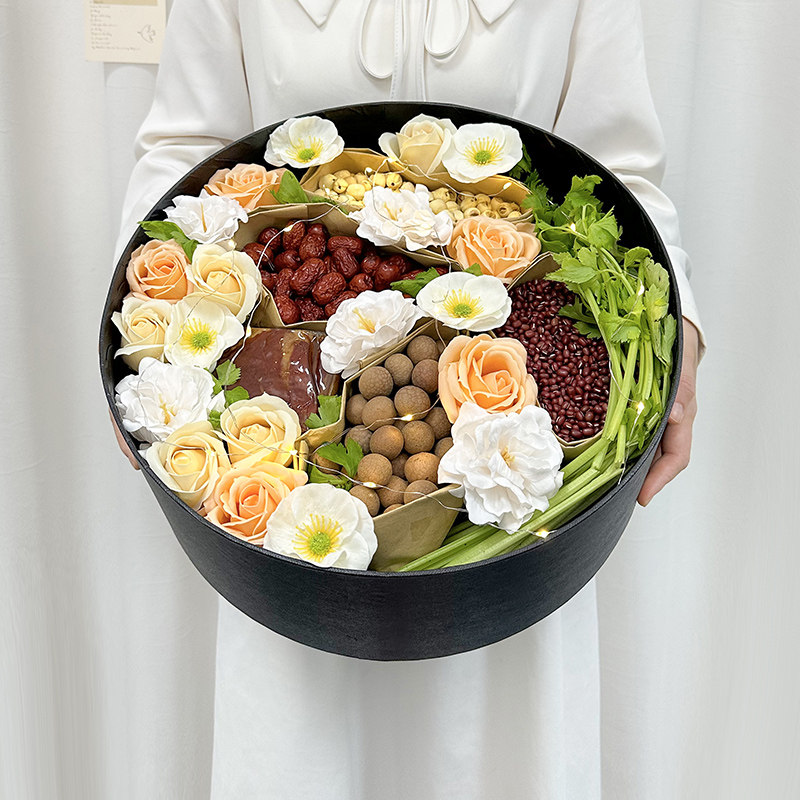 教师节圆形透明礼盒装干果零食红枣diy材料包花束送男女老师礼物