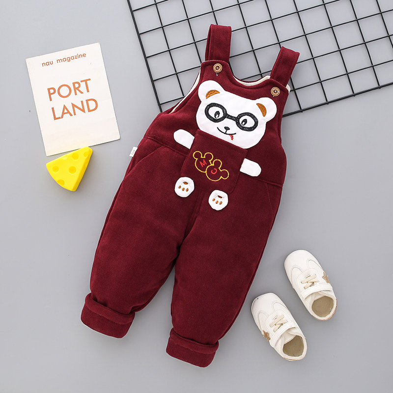 婴儿背带棉裤冬装加厚加绒外穿男童保暖连身裤子01宝宝冬季背带裤