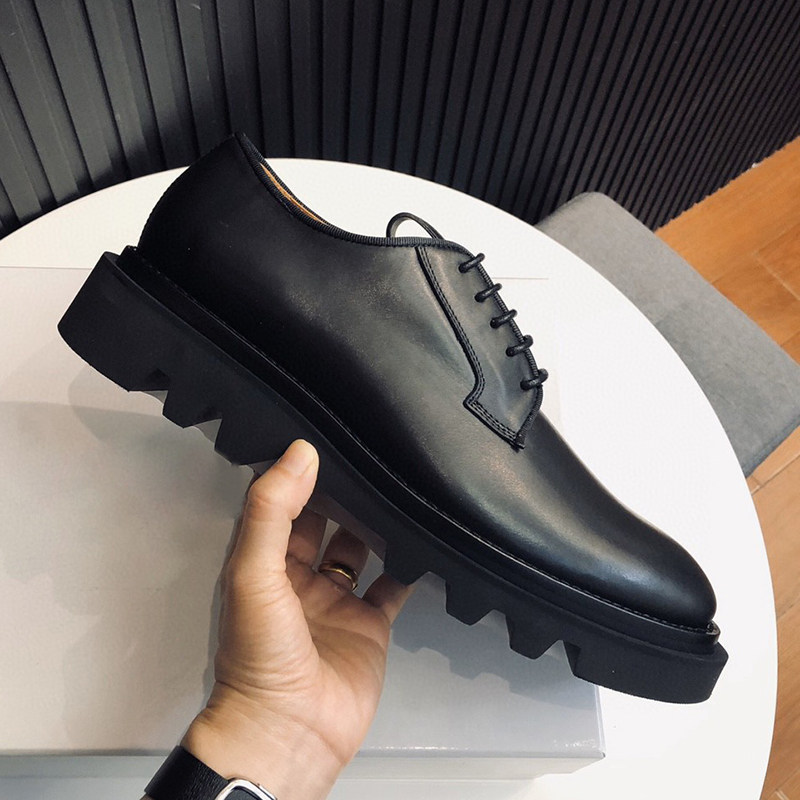 复古大头皮鞋简约时尚百搭厚底增高男鞋经典款式青年德比鞋真牛皮