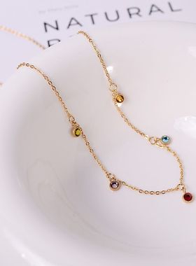 钛钢项链 百搭彩色项链女轻奢高级锁骨链基础简约气质配饰