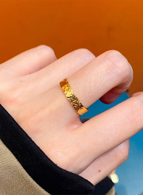 钛钢戒指 碎碎冰戒指女百搭素圈情侣车花指环食指戒精致配饰品