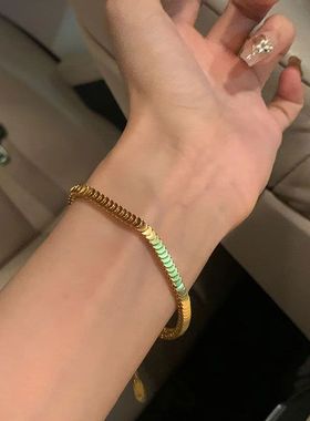 钛钢手链 简约时尚高级小众轻奢鱼鳞片手链女不褪色气质手环手饰