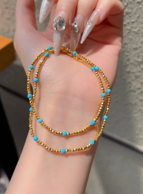 钛钢项链 新中式镀18k金蹦迪珠项链女气质百搭锁骨链时尚叠戴配饰