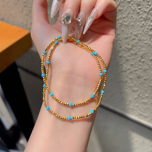 钛钢项链 新中式镀18k金蹦迪珠项链女气质百搭锁骨链时尚叠戴配饰