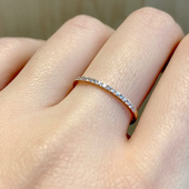 钛钢镀18K金半圈细排钻戒指女ins潮时尚 个性 食指环百搭仿真钻碎钻