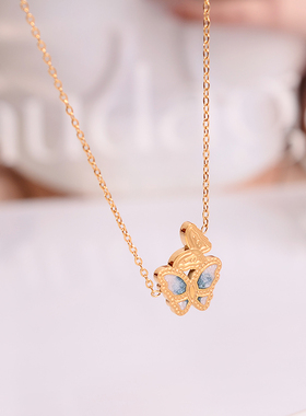 钛钢项链 蓝色小蝴蝶项链女极简浪漫高级感锁骨链轻奢配饰不褪色