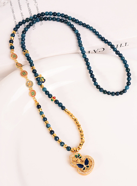 铜合金项链 新中式原创设计蓝色葫芦福禄蝴蝶项链女时尚轻奢饰品