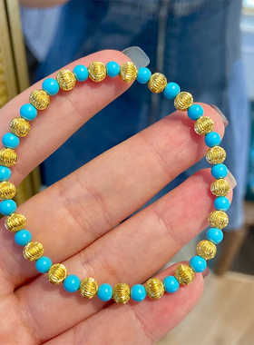 铜合金手链 小众气质高级感蓝色珠珠手链女显白叠戴手串轻奢手饰