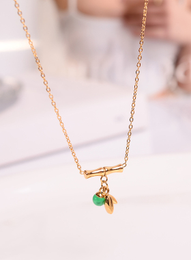 钛钢项链 新中式国风小众独特设计竹节项链女细款锁骨链不褪色