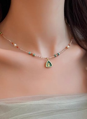 钛钢项链 夏日串珠项链女精致锁骨链高级轻奢小众配饰2025年新品