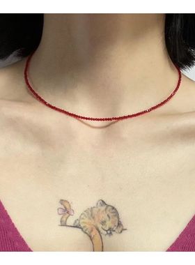 钛钢项链 超闪红色细款项链女高级感气质叠戴轻奢锁骨颈链不掉色