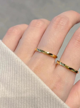 钛钢戒指  菱形切面细款戒指女素圈光面指环百搭食指戒不褪色手饰