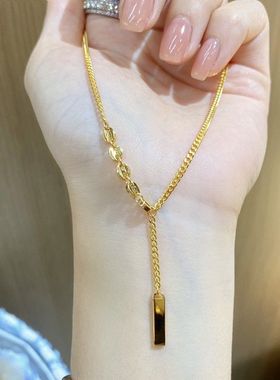 钛钢项链 幸运签项链女百搭小长条上上签气质锁骨链不掉色饰品