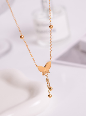 钛钢项链 流苏蝴蝶项链女高品质气质百搭锁骨链时尚设计不掉色