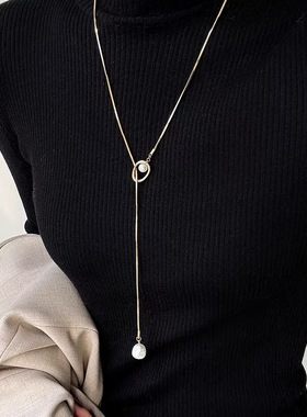 钛钢项链 气质高级感轻奢项链女小众设计秋冬新品长款毛衣链配饰