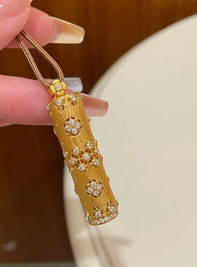 铜合金项链 魔法棒新中式花丝镂空八宝转筒项链女手工编绳配饰