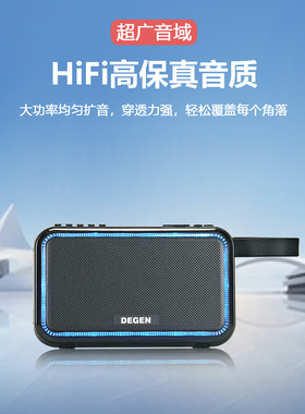 德劲DE628专业发烧蓝牙音箱便携式FM户外照明插卡低音炮数字点歌