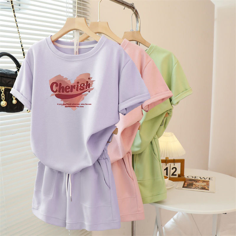 夏季短袖短裤套装韩版女童新款外穿运动跑步显瘦百搭家居服两件套