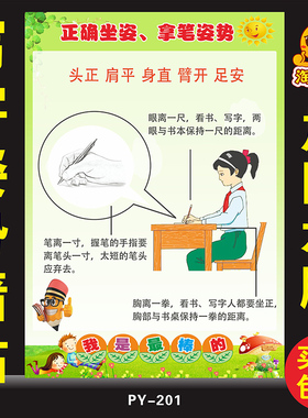 小学生写字姿势海报墙贴