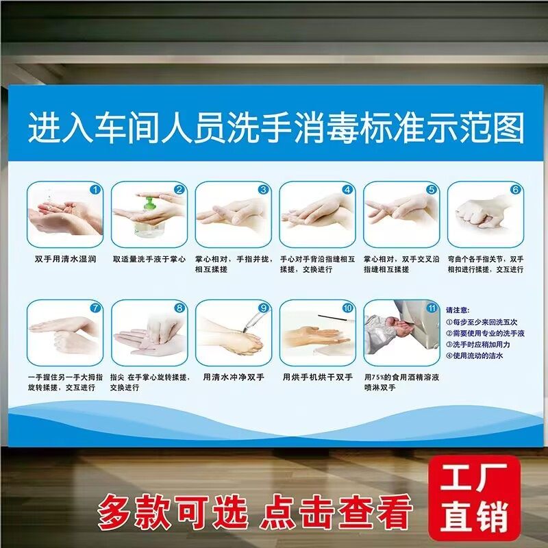 食品厂洗手消毒流程图进入车间人员标准示范图标识贴七步洗手法,个性定制/设计服务/DIY,写真/海报印制,淘宝优惠券,粉丝福利购,淘宝优惠卷