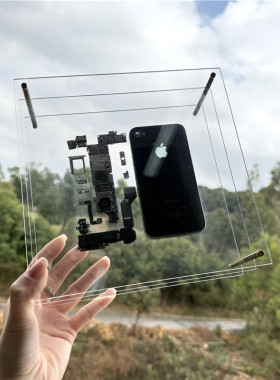 新款苹果iphone4手机拆解透明亚克力装裱画零件标本 收藏立体展示