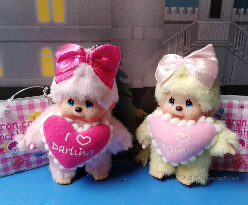 Старая модель Monchhichi Monchi Макарон подвеска Розовый Зелёный