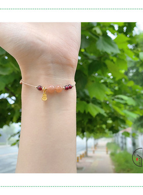 原创太阳石榴石葫芦国风小众手链