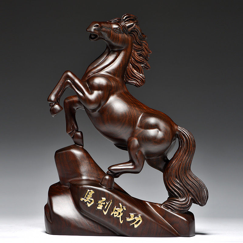黑檀木雕刻马摆件实木质一对马到成功家居店铺办公室装饰中式礼品,家居饰品,装饰摆件,淘宝优惠券,粉丝福利购,淘宝优惠卷