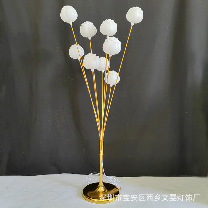 新款婚庆道具电镀玫瑰婚礼布置装饰路引花蕾幸福果海星发光路引灯