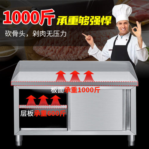 不锈钢围边工作台厨房操作切菜台家用置物收纳储物柜后厨打荷台