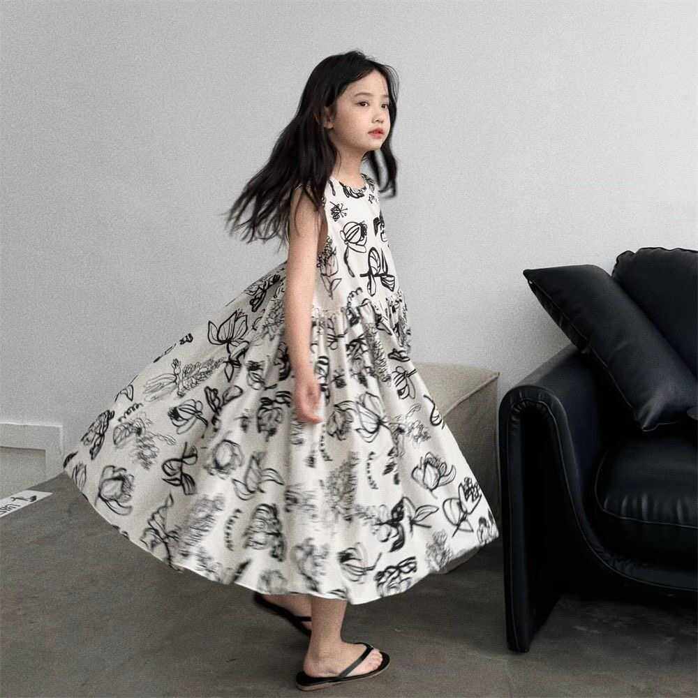 韩版洋气水墨大童夏季儿童大裙摆沙滩气质裙薄,童装/婴儿装/亲子装,连衣裙,淘宝优惠券,粉丝福利购,淘宝优惠卷