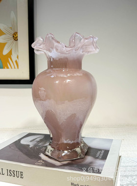 创意手工复古风琉璃纯色六角芬顿卧室民宿酒店高级感样板间插花器