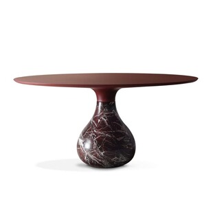 意式轻奢天然大理石餐桌高级感水滴形别墅餐厅圆桌罗奇堡转盘桌子