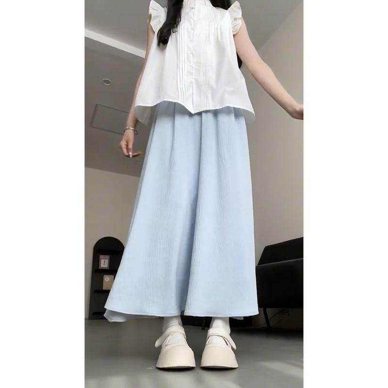 多巴胺蓝色百褶裙裤长款夏季大码女胖mm梨型身材休闲显瘦a字裤裙,女装/女士精品,大码裤装,淘宝优惠券,粉丝福利购,淘宝优惠卷