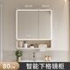 太空铝卫生间挂墙式 收纳储物柜带灯镜智能圆角浴室镜柜镜箱铝合金