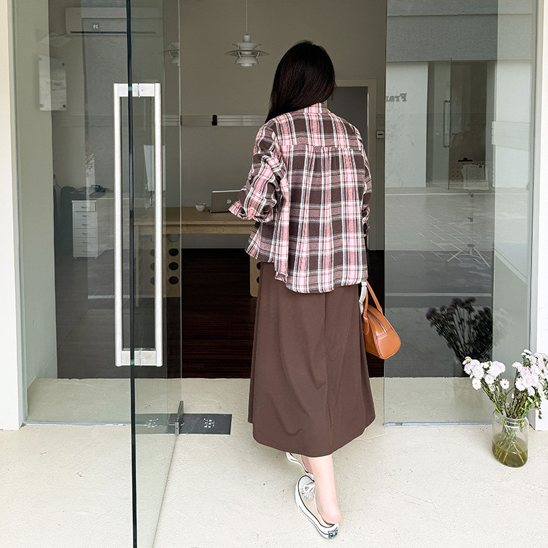 双天25年春夏款大码女装200斤胖MM休闲格子开衫+休闲背心裙88
