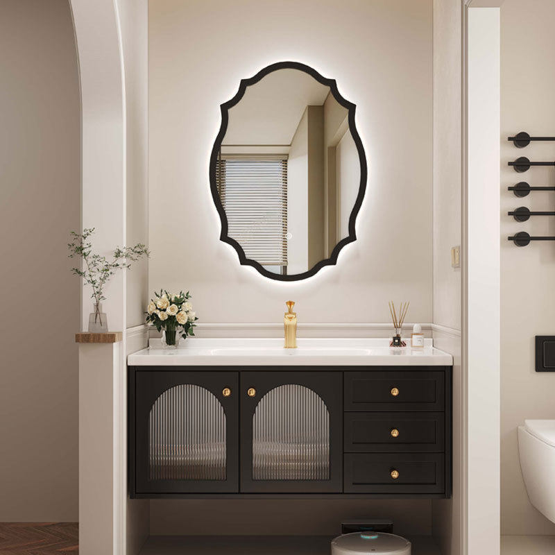 田园风橡木浴室柜组合艺术镜洗手台盆柜洗漱台洗脸池盆陶瓷盆套装