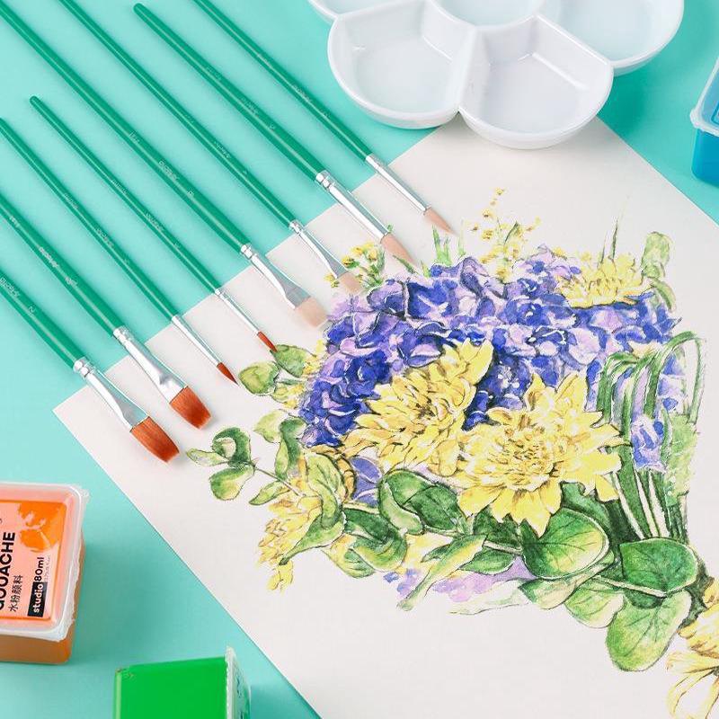 蒙玛特15支画笔套装猪鬃水粉油画丙烯水彩画笔套装勾线笔适合油画