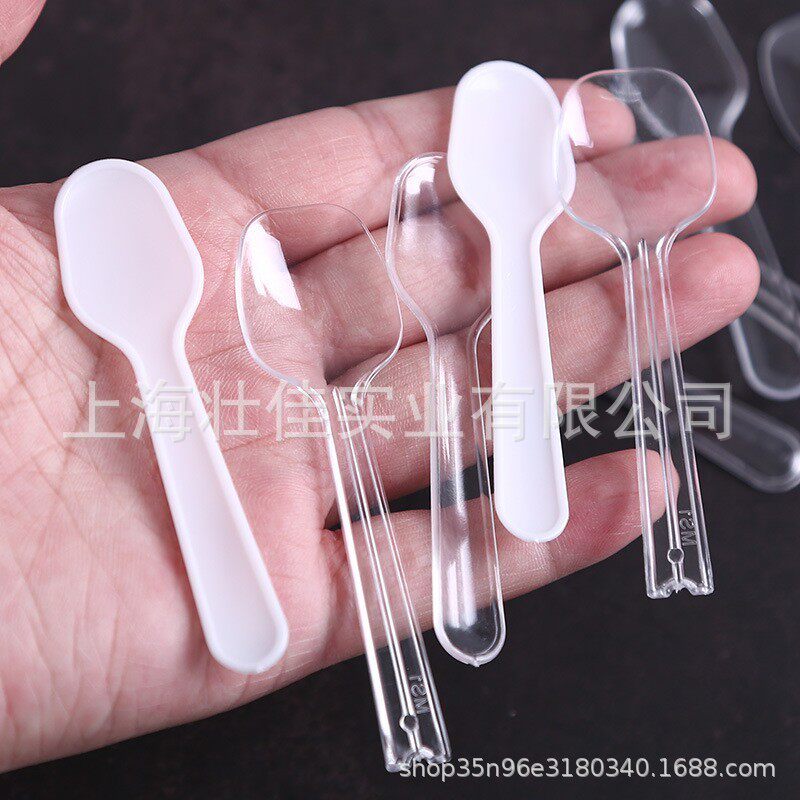 一次性勺子透明试吃小勺酸奶勺果冻布丁勺独立装星球杯挖勺品尝勺