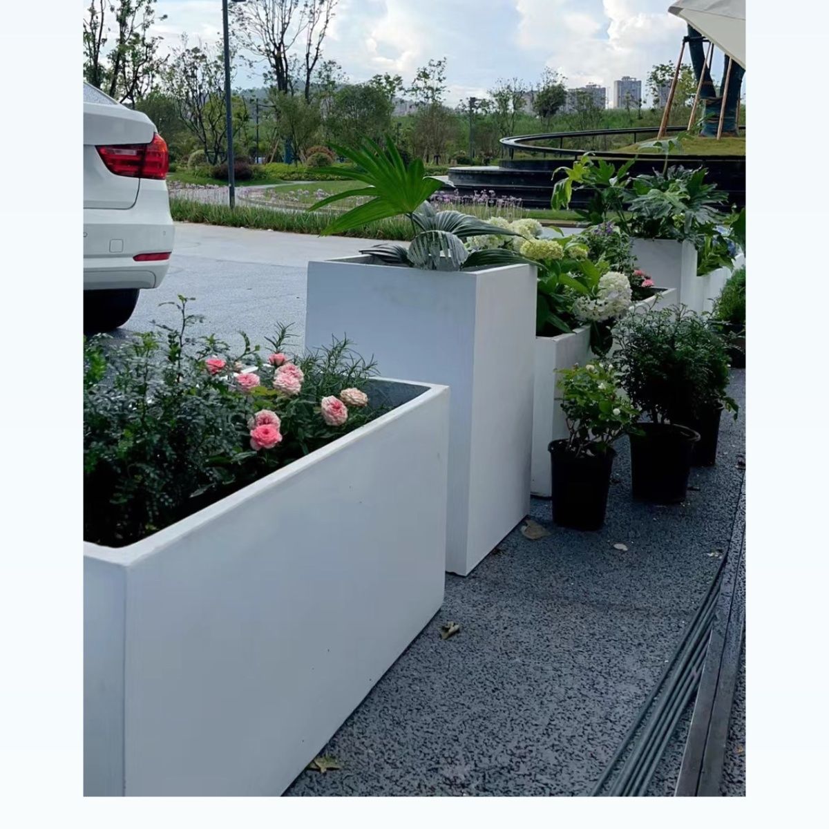 长方形水泥花盆户外马槽花箱大落地北欧庭院防腐阳台种菜水泥花盆