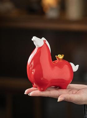 新中式马上有钱摆件小唐马高档客厅办公室装饰生肖马开业乔迁礼品