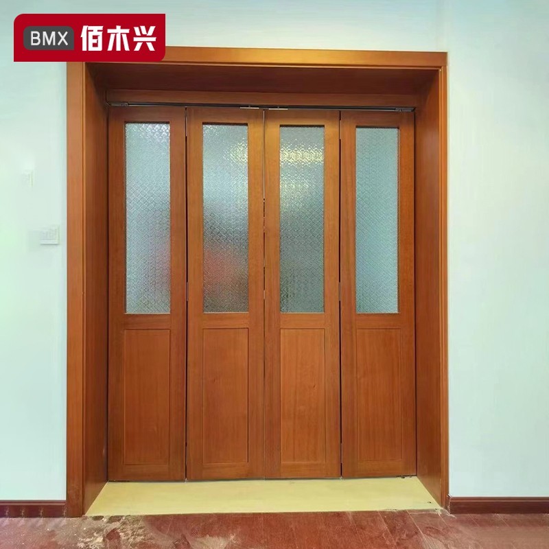 折叠门隔断门中古复古风木门书房吊轨门阳台无下轨移门折叠推拉门