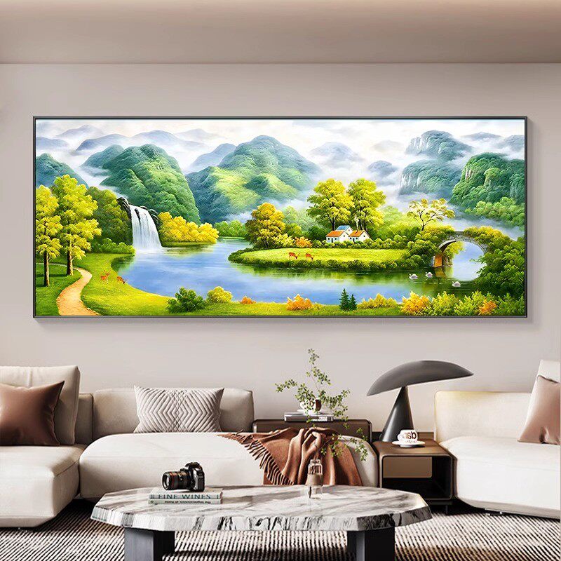 梵高丰收客厅挂画横版壁画沙发背景墙装饰画现代简约田园风景画