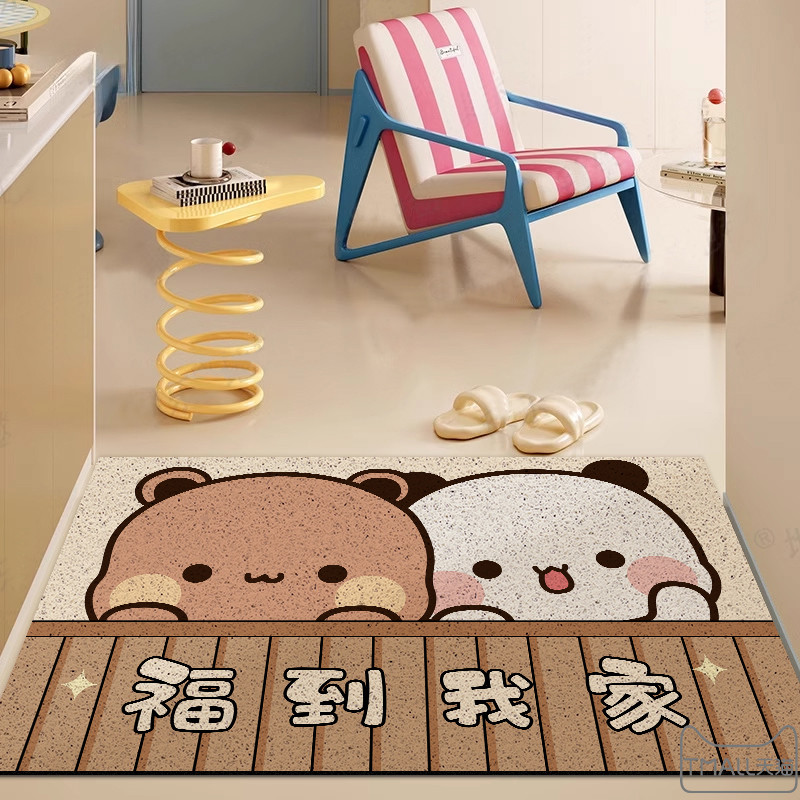 一二布布入户门丝圈地垫家用门口进门门垫可裁剪防滑脚垫可爱地毯