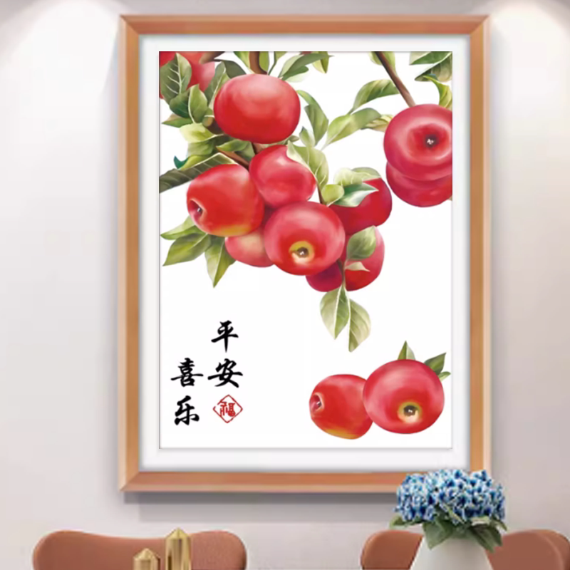 新款客厅十字绣平安喜乐玄关卧室手工自己线绣简约时尚装饰画刺绣图片