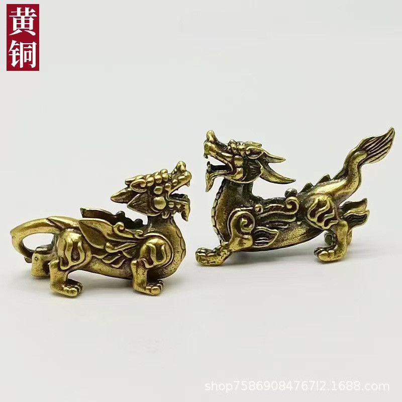 黄铜貔貅摆件纯铜工艺品复古铜瑞兽手把件茶宠家居桌面车载装饰品