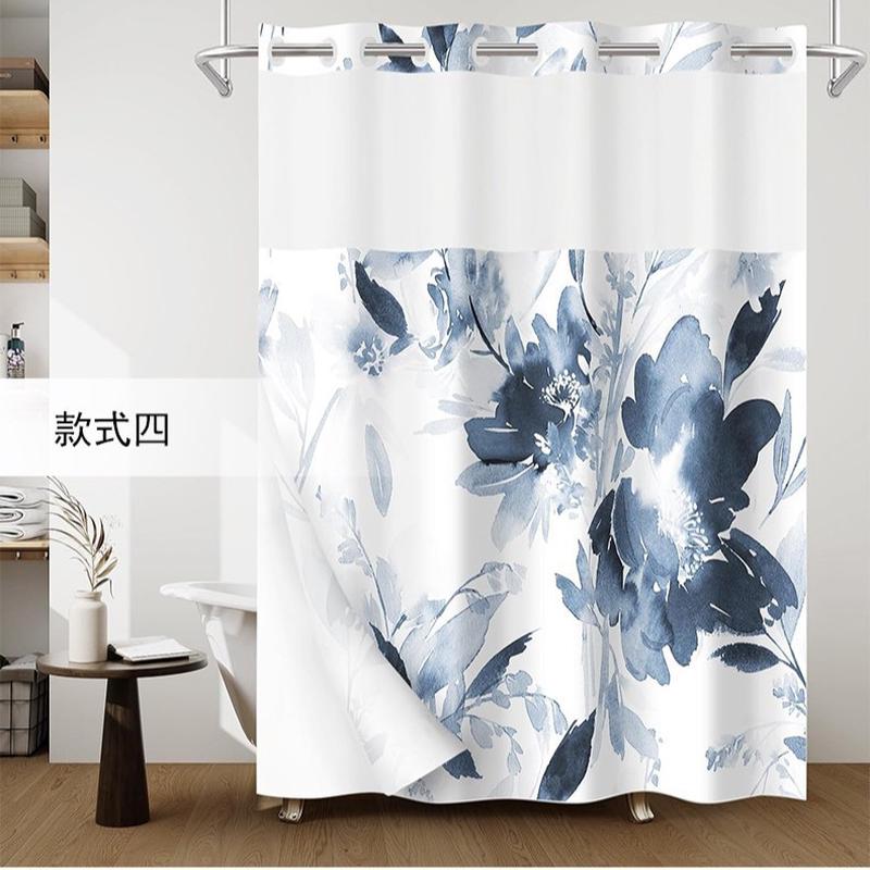 花卉数码印花绿植供应防水浴帘卫生间隔断帘浴帘防水防霉帘