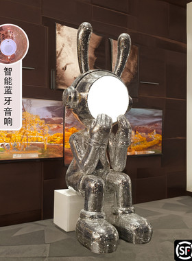 网红太空兔坐姿大摆件带灯蓝牙音响客厅商场酒店别墅酒吧ktv装饰